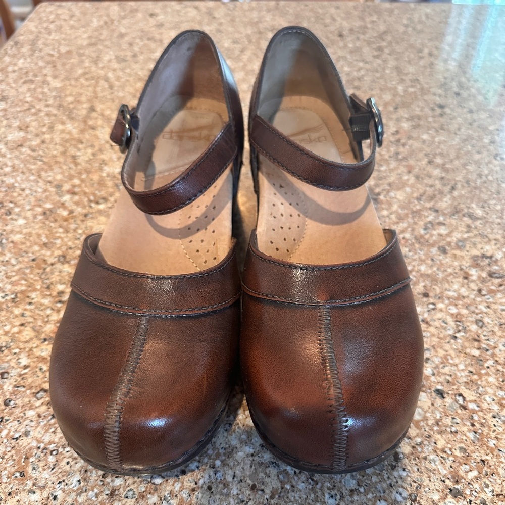 Dansko Sally Brown Leather Mary Jane Shoes Size 38 (7.5-8)